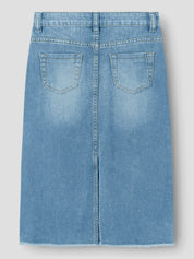Jeansrock mit Frontschlitz - Light Blue Denim - Blau