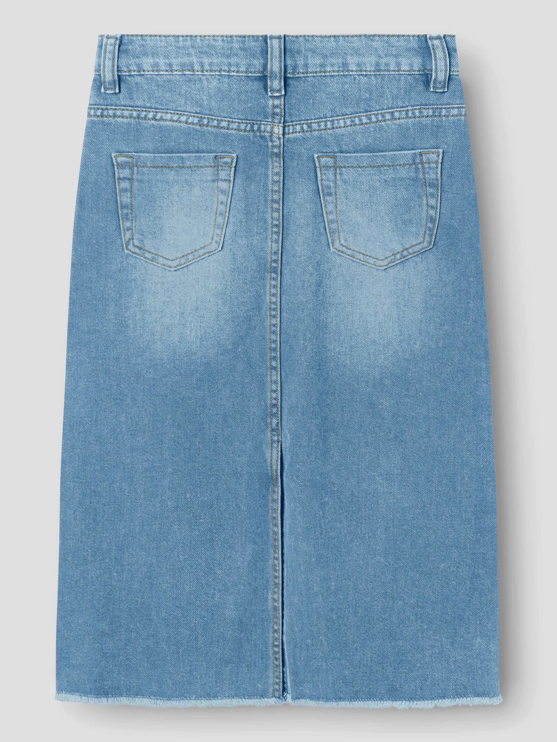Jeansrock mit Frontschlitz - Light Blue Denim - Blau