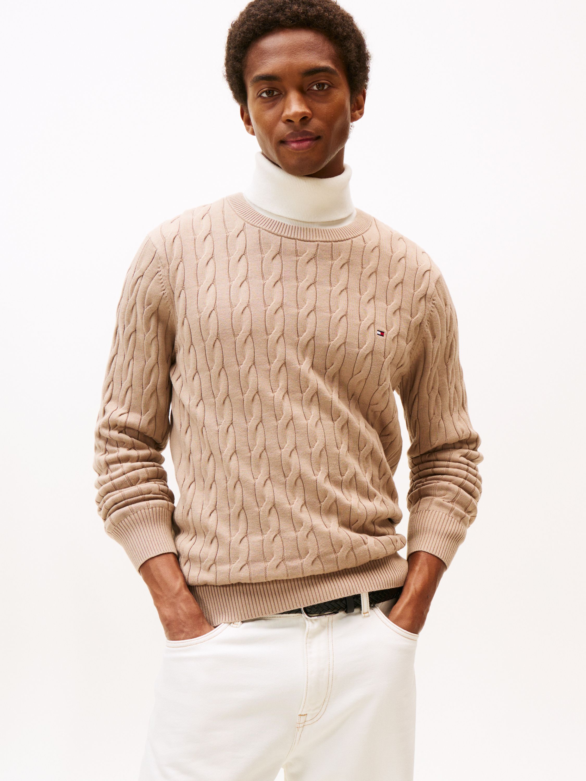 Feinstrickpullover mit Musterung - AFE-BEIGE - Braun