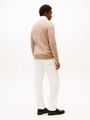 Feinstrickpullover mit Musterung - AFE-BEIGE - Braun