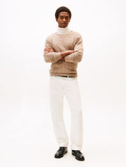 Feinstrickpullover mit Musterung - AFE-BEIGE - Braun