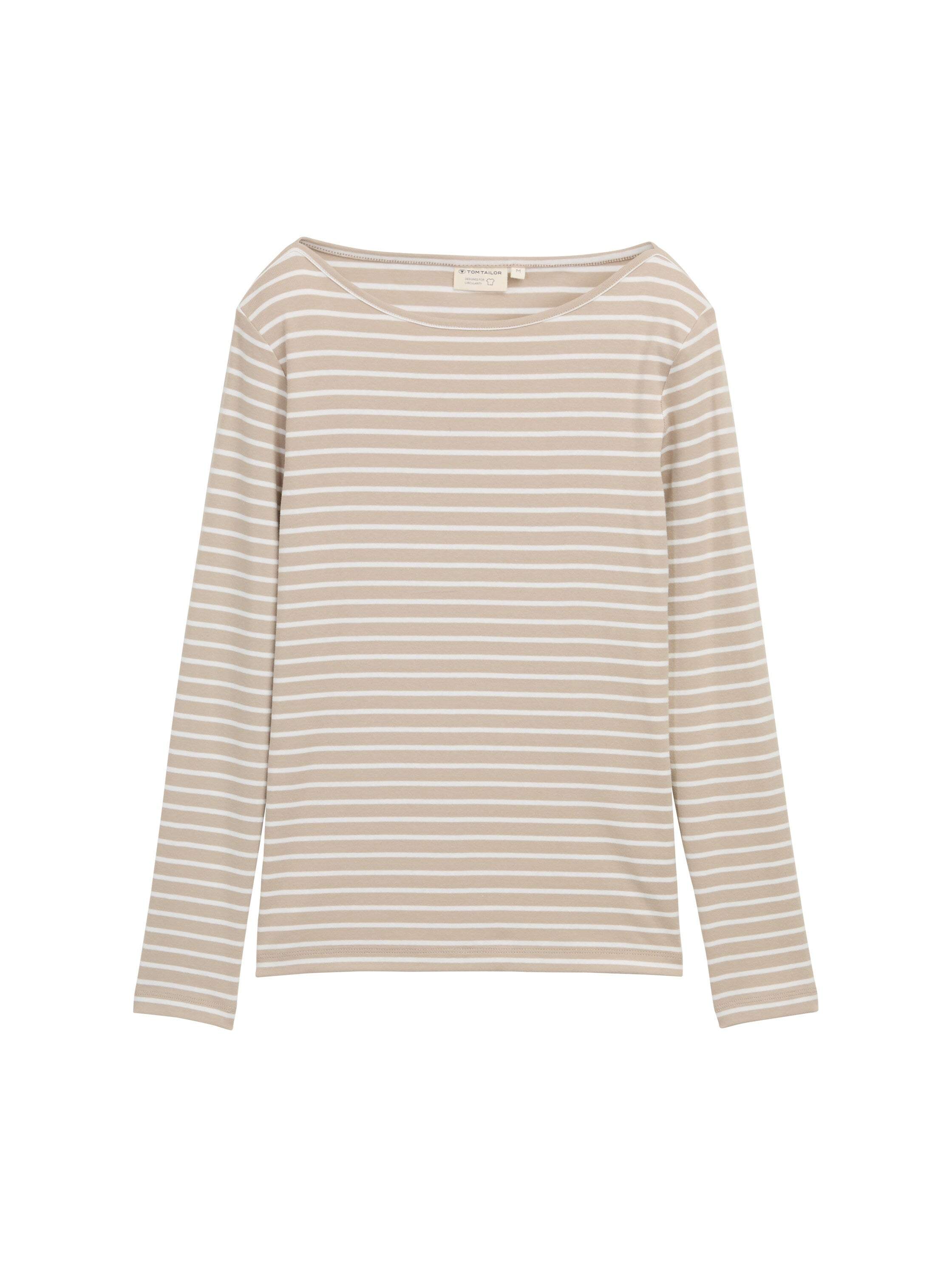 Langarmshirt Gestreift - 38574-taupe offwhite tee strip - Beige