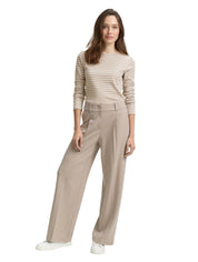 Langarmshirt Gestreift - 38574-taupe offwhite tee strip - Beige