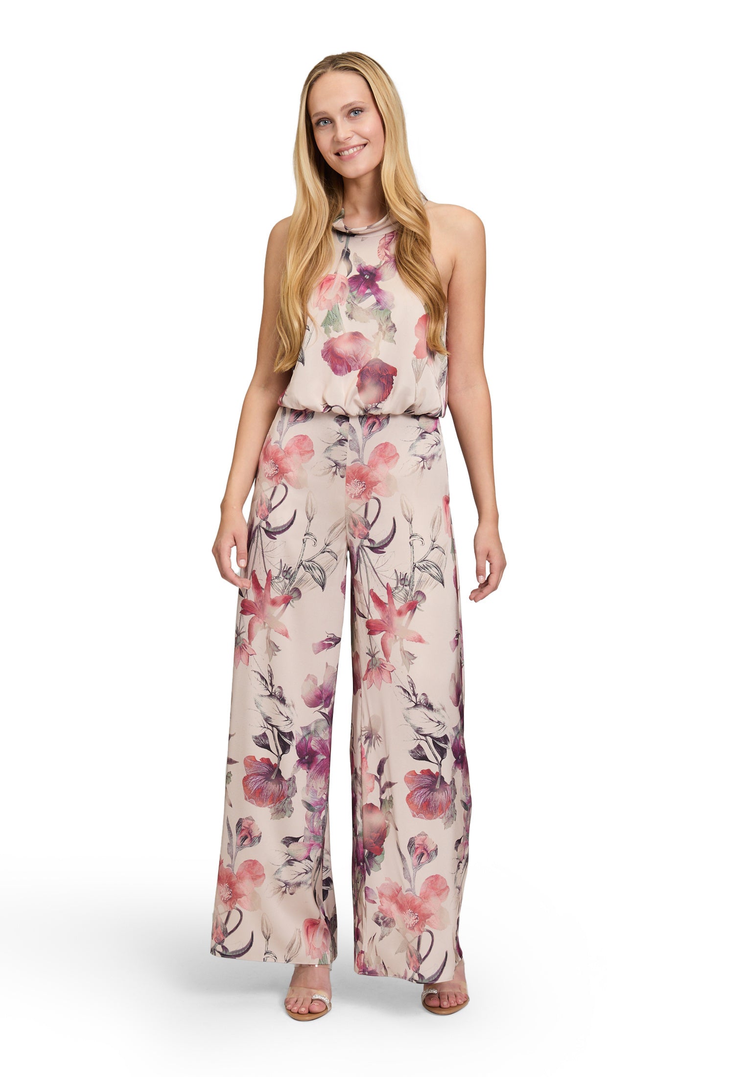 Jumpsuit Maxi floral - 1847-Cream/Dark Red - Beige