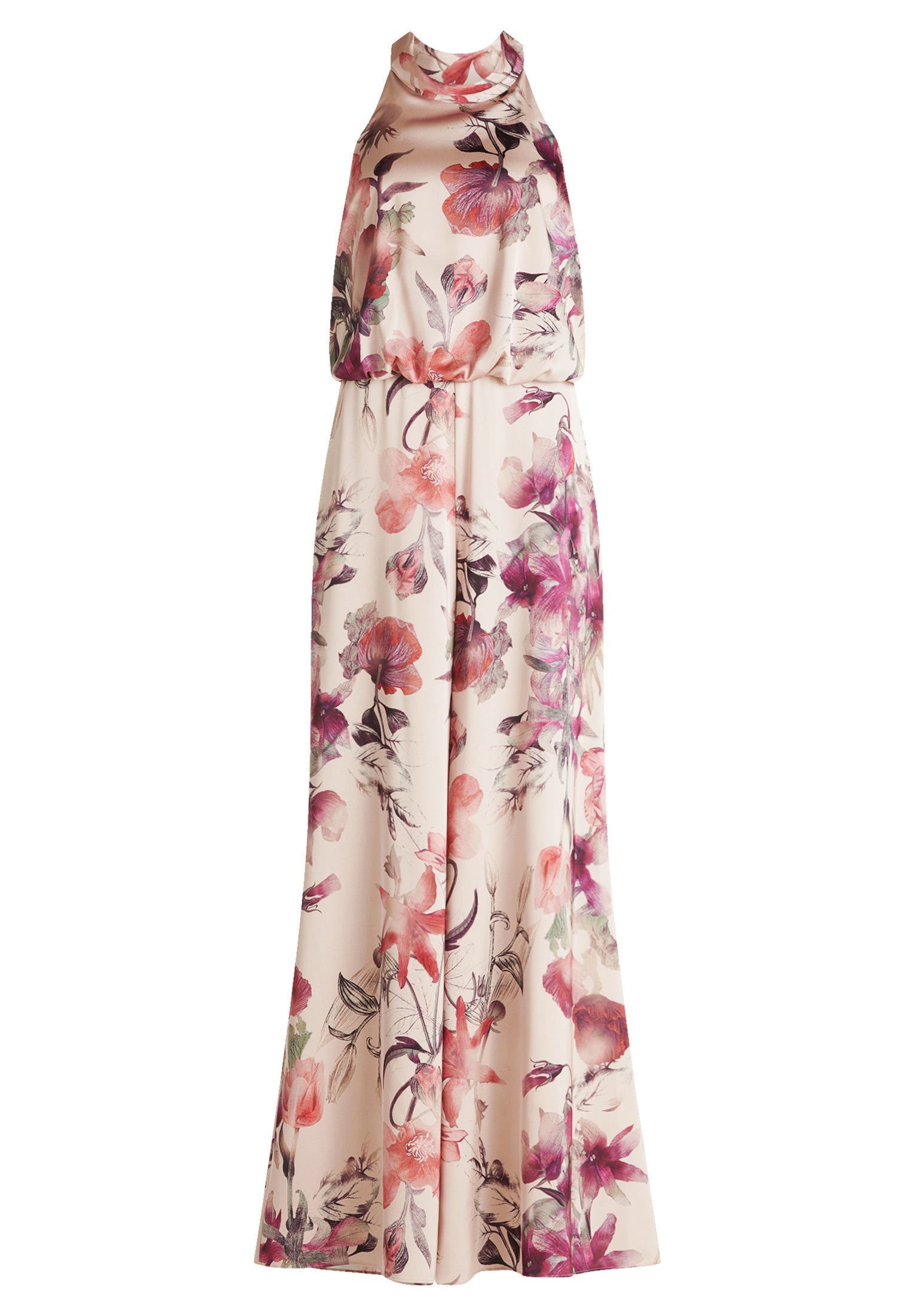 Jumpsuit Maxi floral - 1847-Cream/Dark Red - Beige