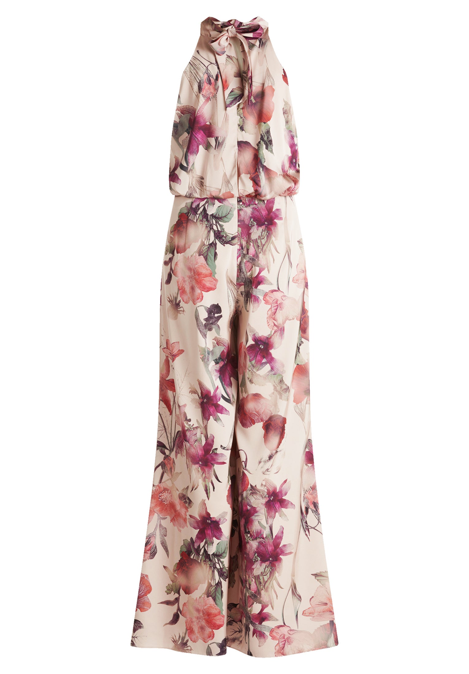 Jumpsuit Maxi floral - 1847-Cream/Dark Red - Beige