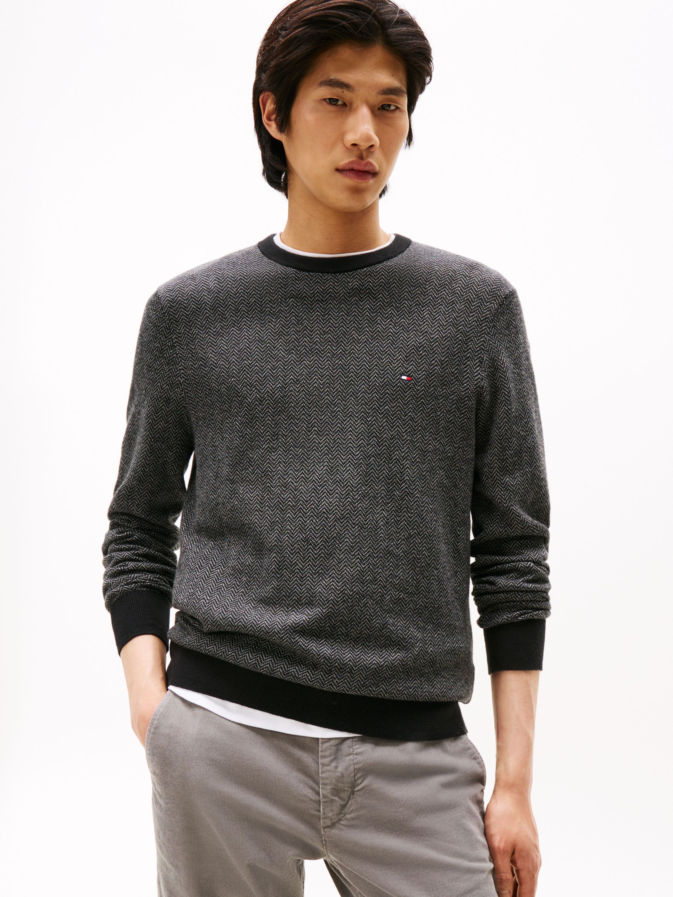 Strickpullover aus Baumwolle - 0IM-GREY - Schwarz