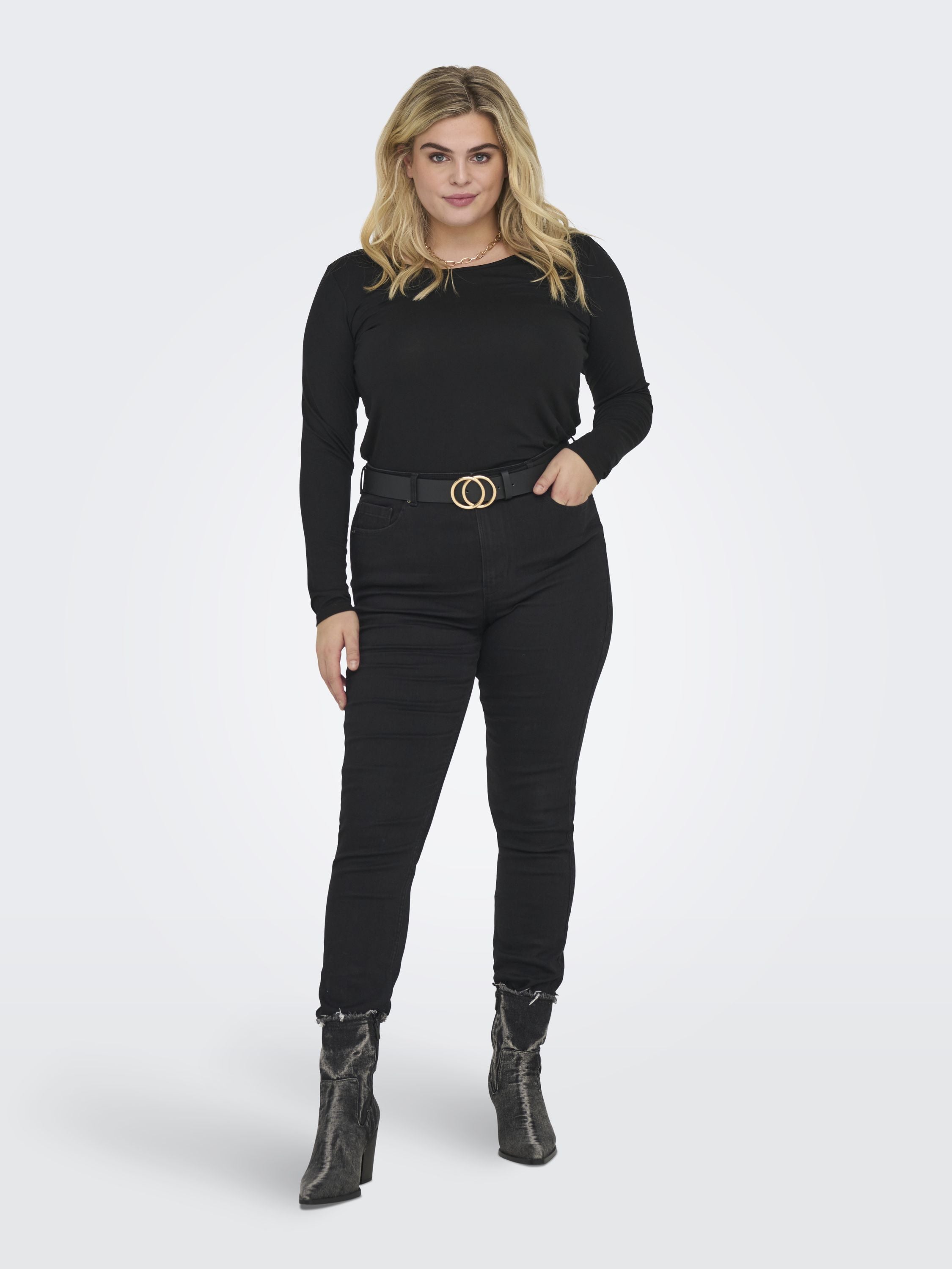 Langarmshirt aus Viskose - Black - Schwarz