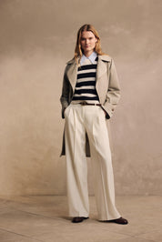 Strickpullover aus Schurwollmix - Open White 117 - Blau