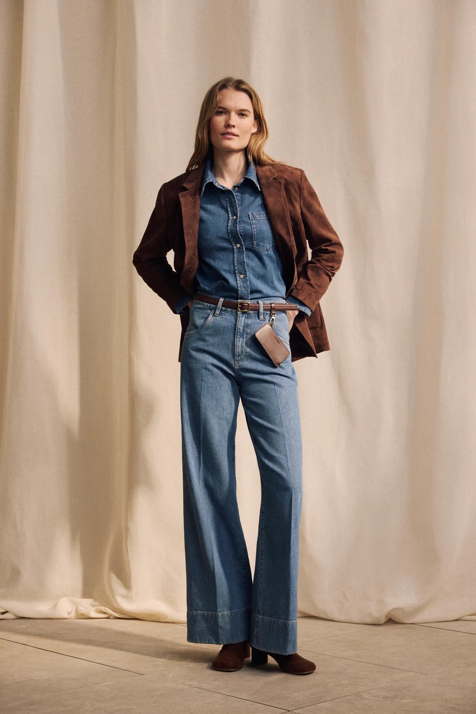 Blazer aus Veloursleder - Medium Brown 215 - Braun