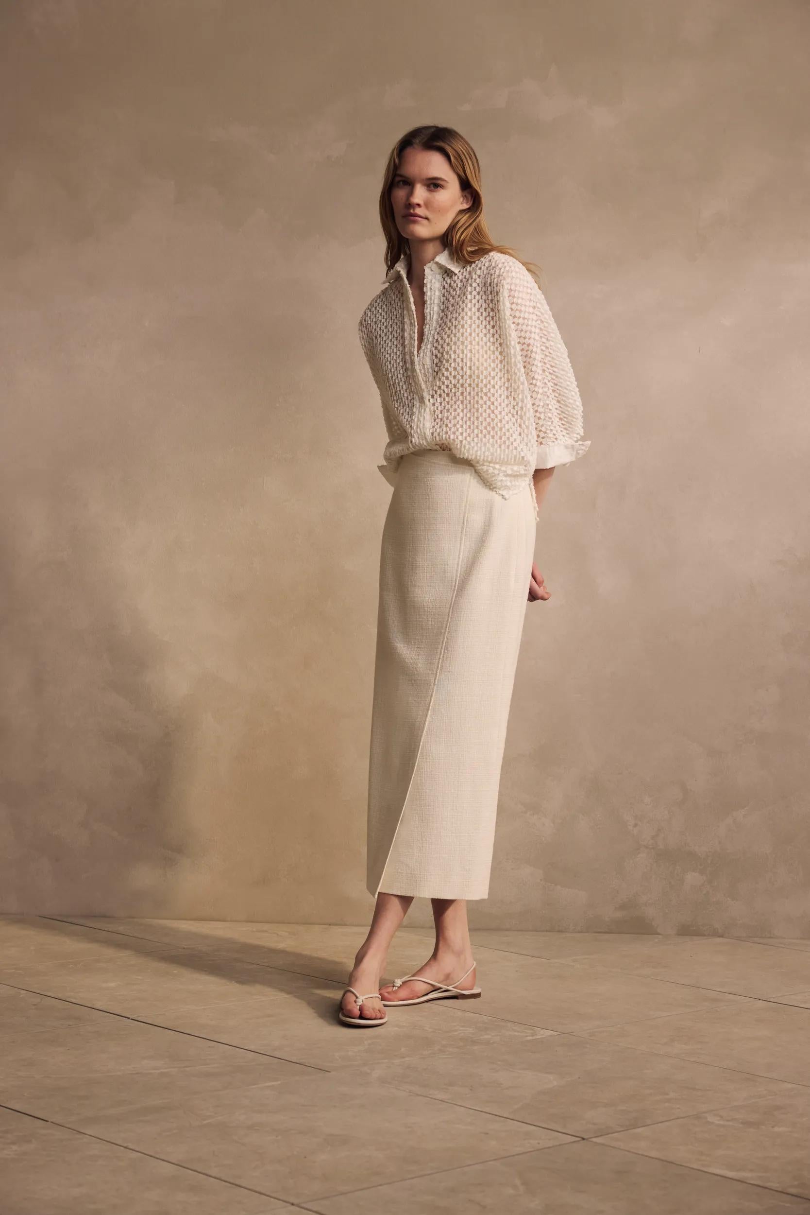 Bluse transparent aus Baumwollmix - Open White 118 - Creme