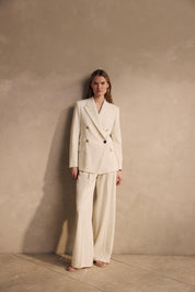 Faltenhose Wide Leg - Open White 118 - Weiß