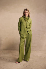 Faltenhose Wide Leg - Bright Green 324 - Grün