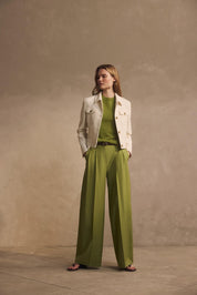 Faltenhose Wide Leg - Bright Green 324 - Grün