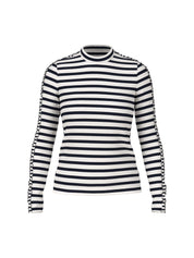 Langarmshirt gestreift aus Baumwolle - 394 - Blau | Weiß
