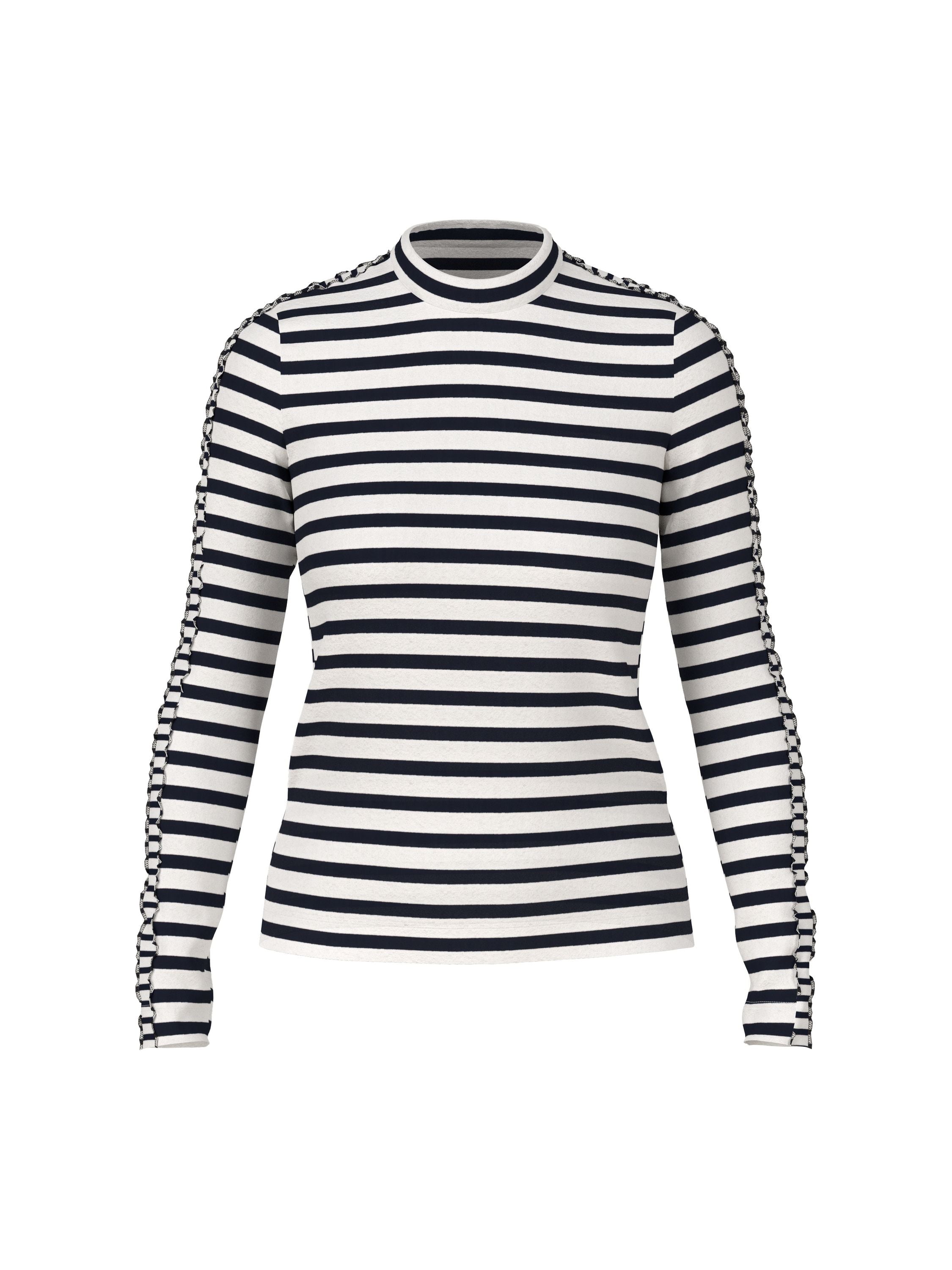 Langarmshirt gestreift aus Baumwolle - 394 - Blau | Weiß