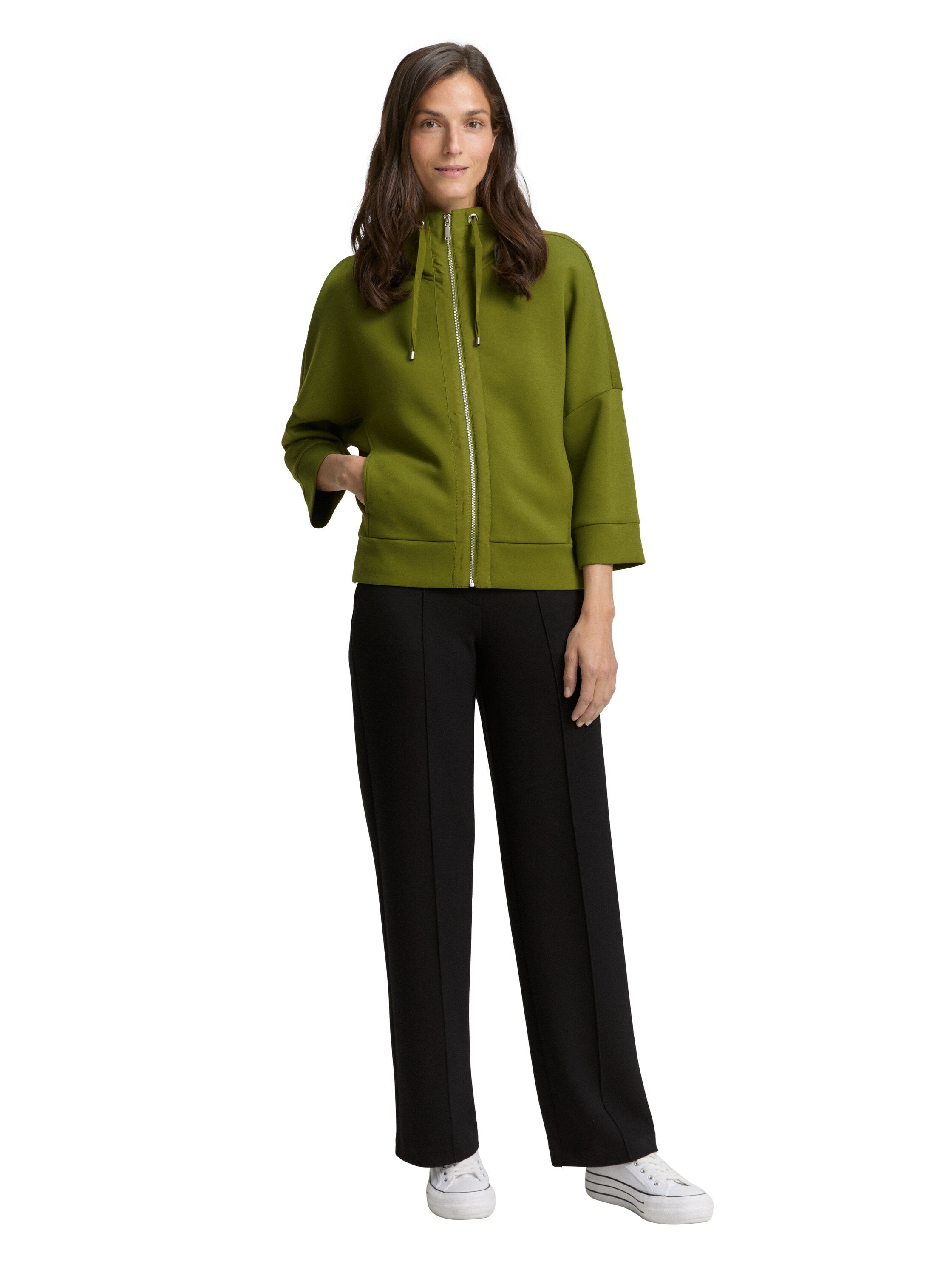 Sweatjacke aus Viskosemix - 38802-deep ivy green - Grün