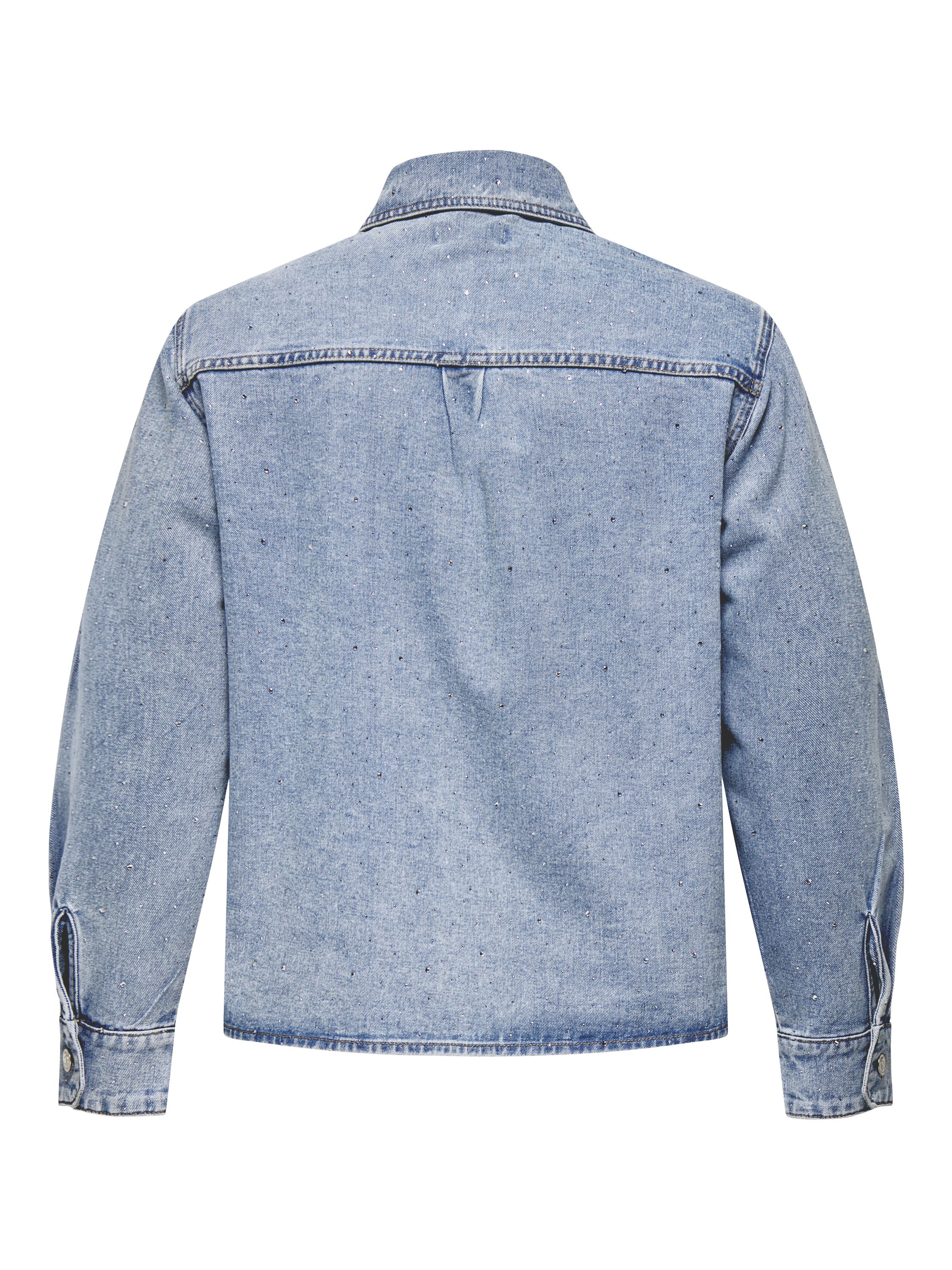Jeansjacke mit Strasssteinen - Medium Blue Denim/RHINESTONES - Blau