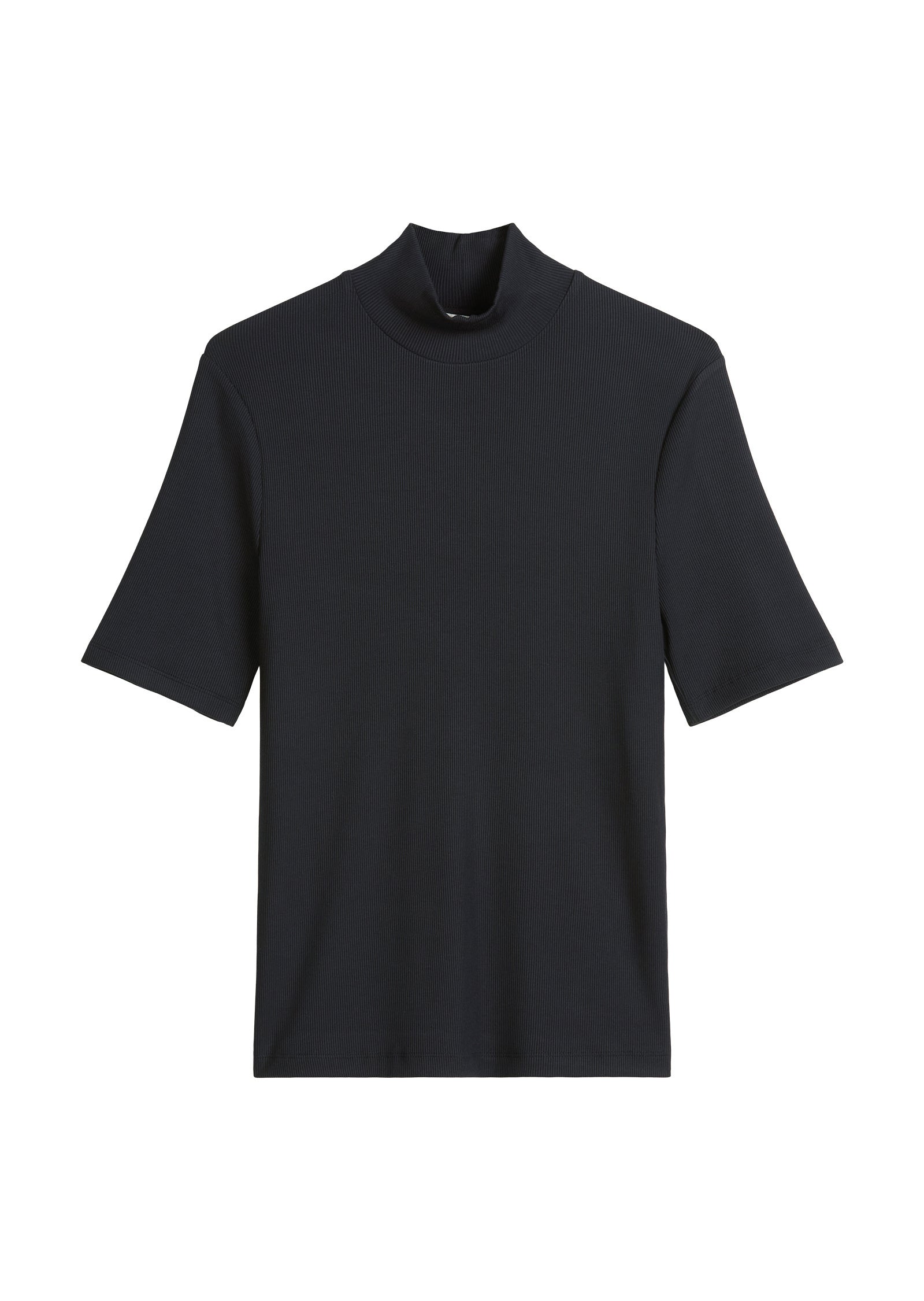 T-Shirt aus feinem Rippstrick - 888-deep night blue - Schwarz