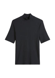T-Shirt aus feinem Rippstrick - 888-deep night blue - Schwarz