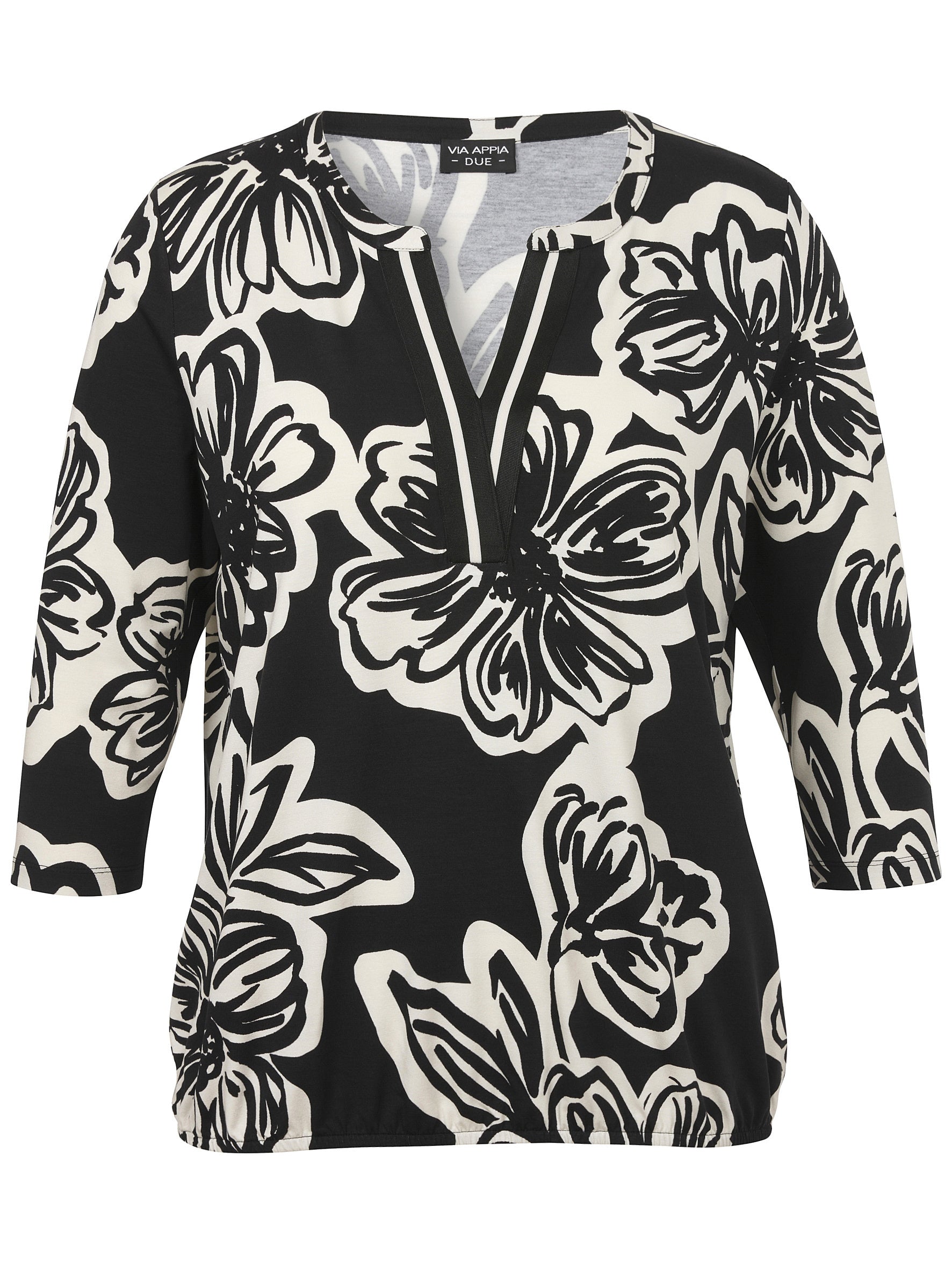 Bluse - 780100-champagner / schwarz - Schwarz | Weiß