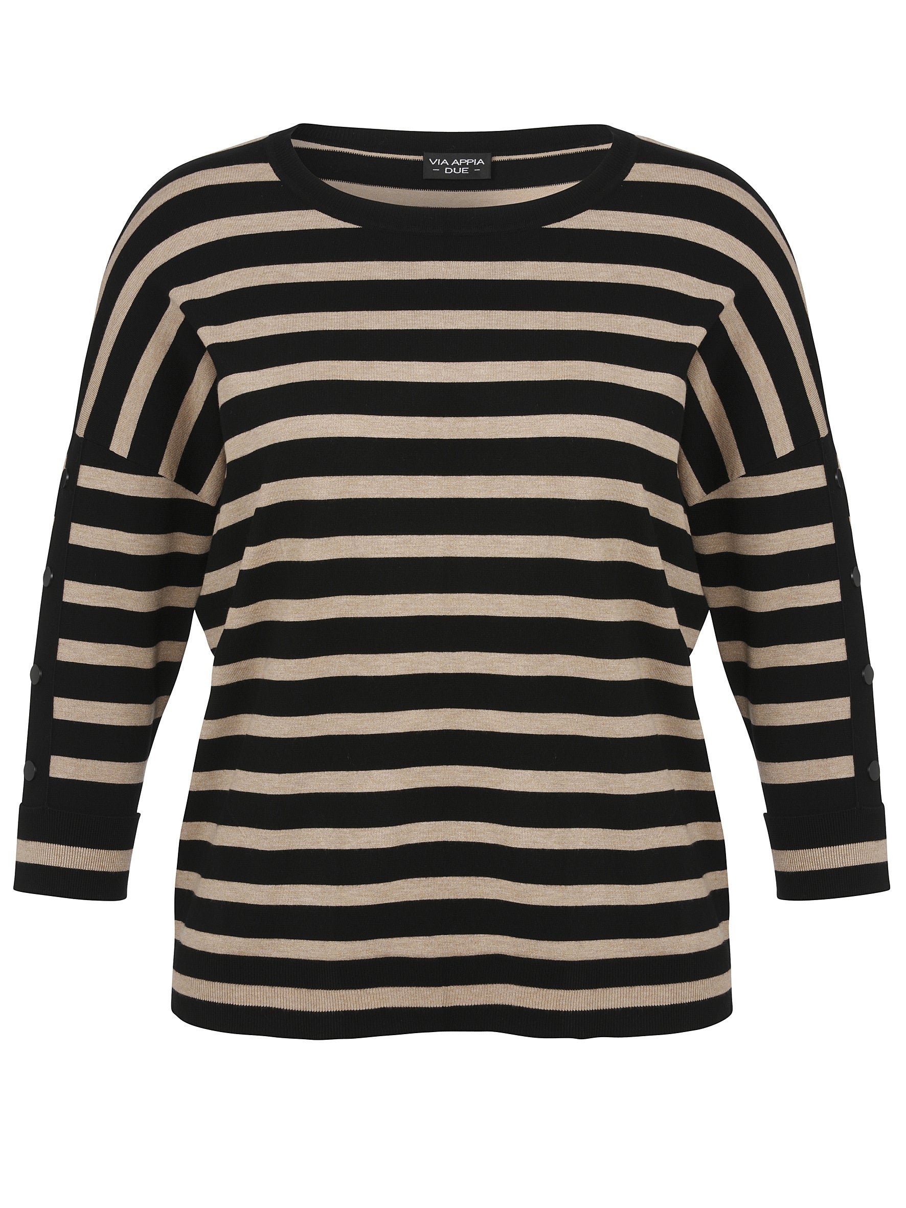 Pullover aus Viskose - 100761-schwarz / kaschmir - Schwarz | Beige