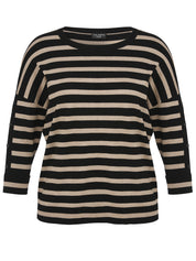 Pullover aus Viskose - 100761-schwarz / kaschmir - Schwarz | Beige