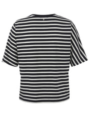 T-Shirt gestreift aus Baumwolle - 814954-navy / offwhite - Blau