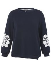 Sweatshirt aus Viskosemix - 814954-navy / offwhite - Blau