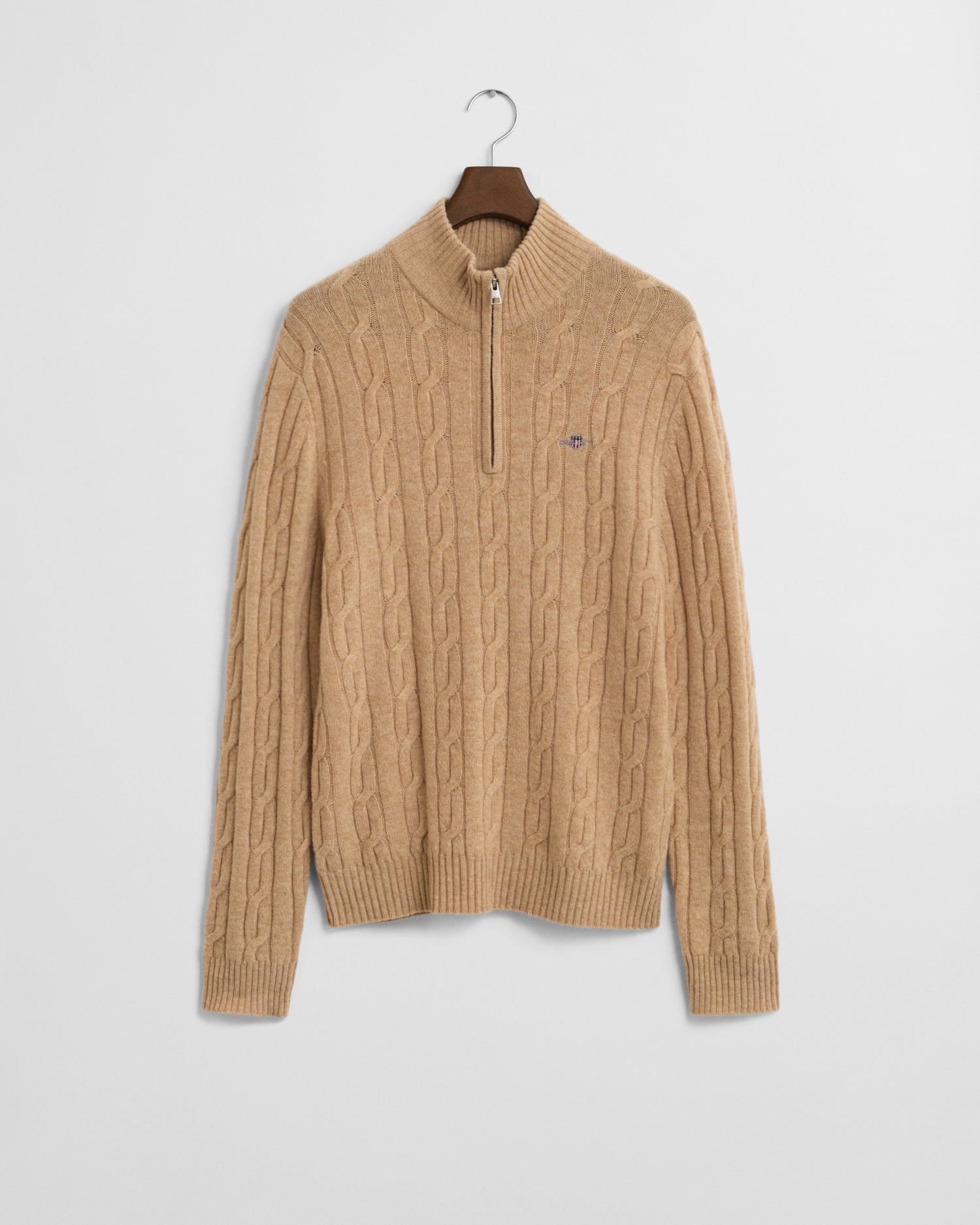 Strickpullover mit Troyerkragen - 296-KHAKI MEL - Braun
