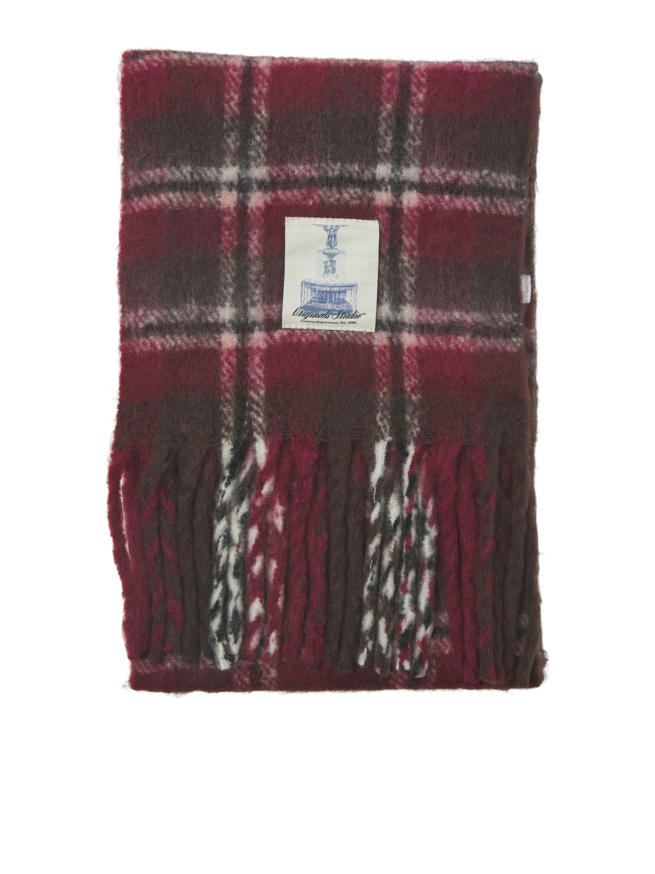 Schal kariert mit Fransen - Tibetan Red/Checks - Rot