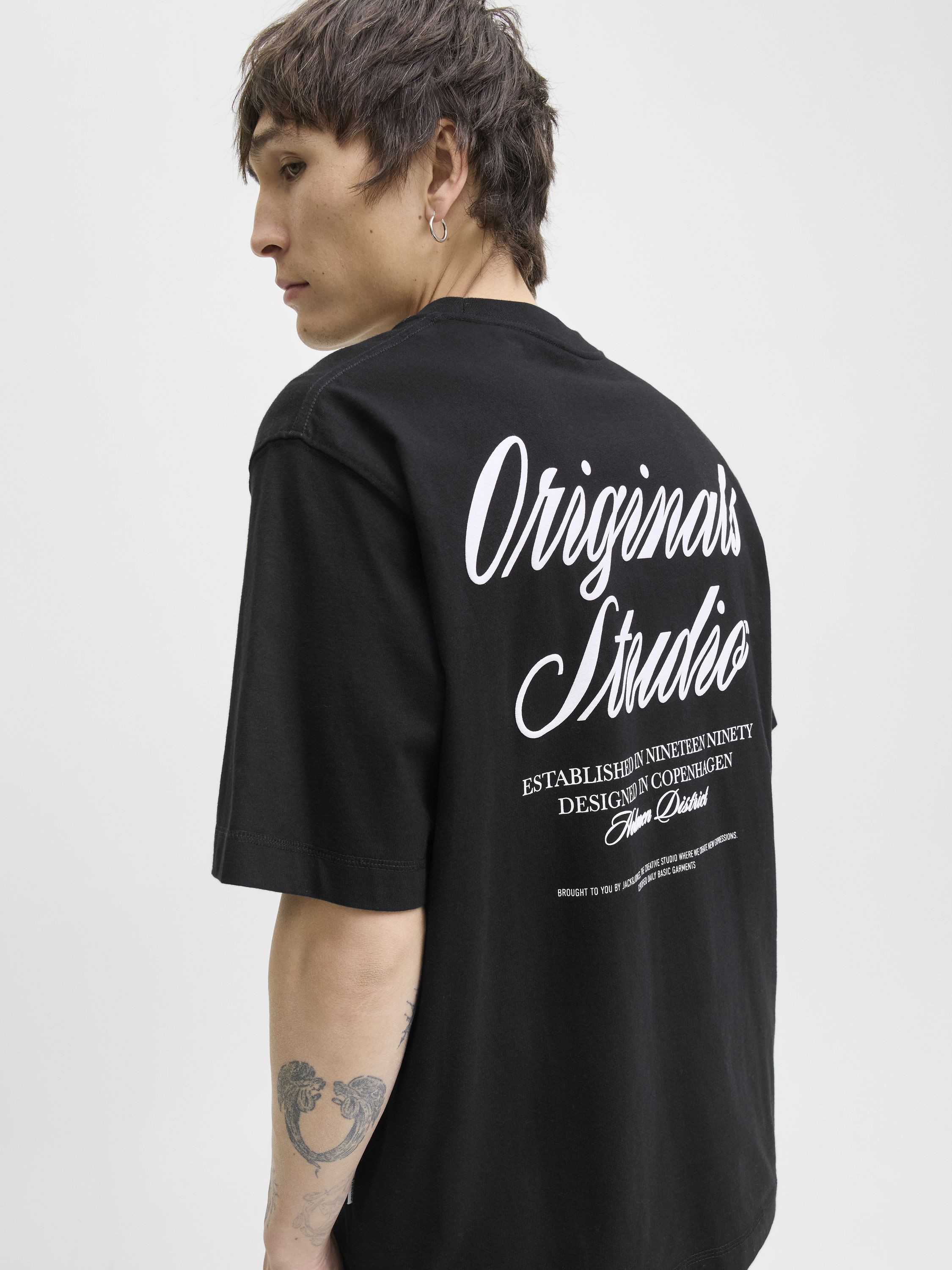 T-Shirt aus Baumwollmix - Black - Schwarz