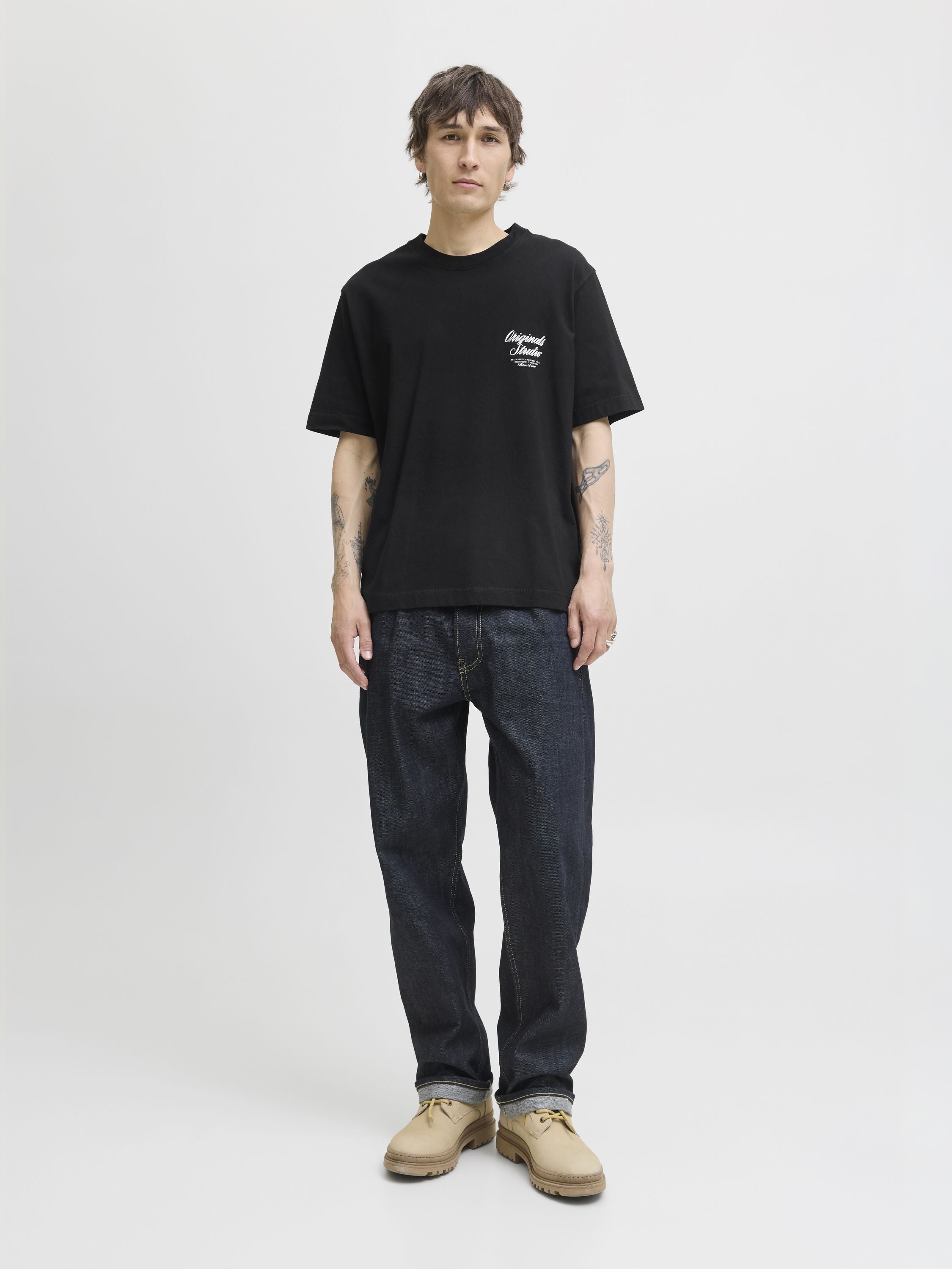 T-Shirt aus Baumwollmix - Black - Schwarz