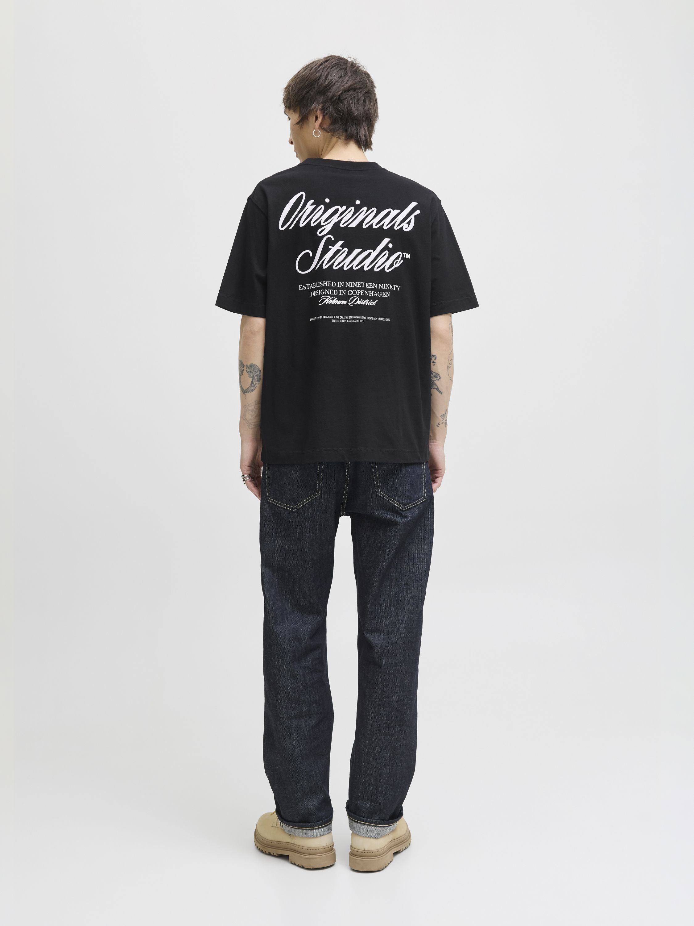 T-Shirt aus Baumwollmix - Black - Schwarz