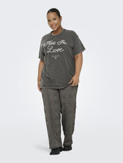 T-Shirt aus Baumwolle - Black/Not in love front+ detai - Grau