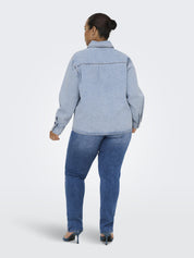 Jeansjacke mit Strasssteinen - Medium Blue Denim/RHINESTONES - Blau