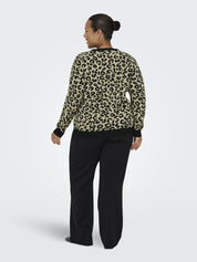 Pullover im Animal Print - Black/Humus Melange - Braun