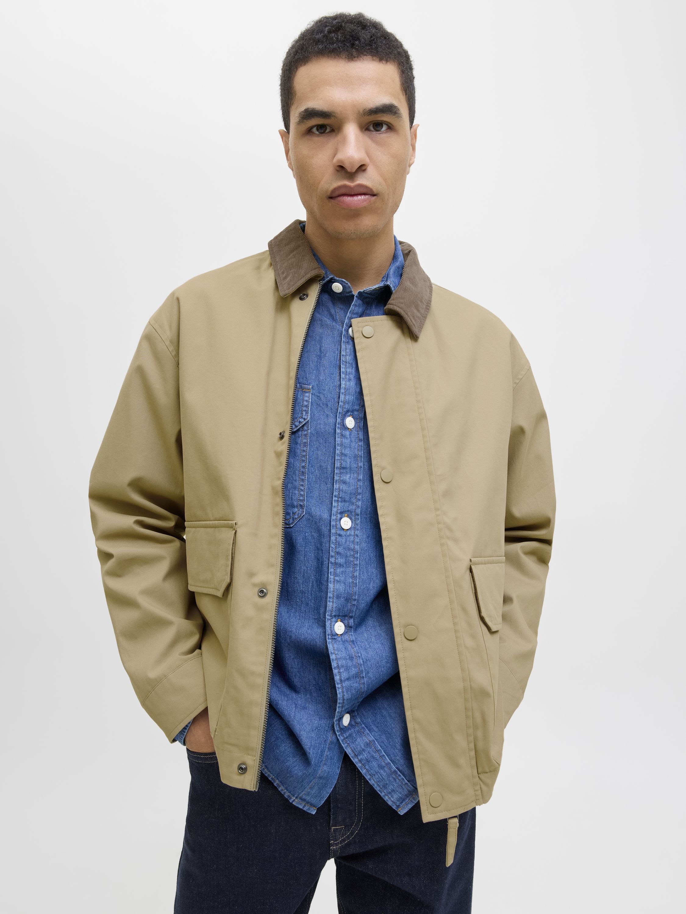 Übergangsjacke mit aufliegendem Kragen - Weathered Teak - Beige
