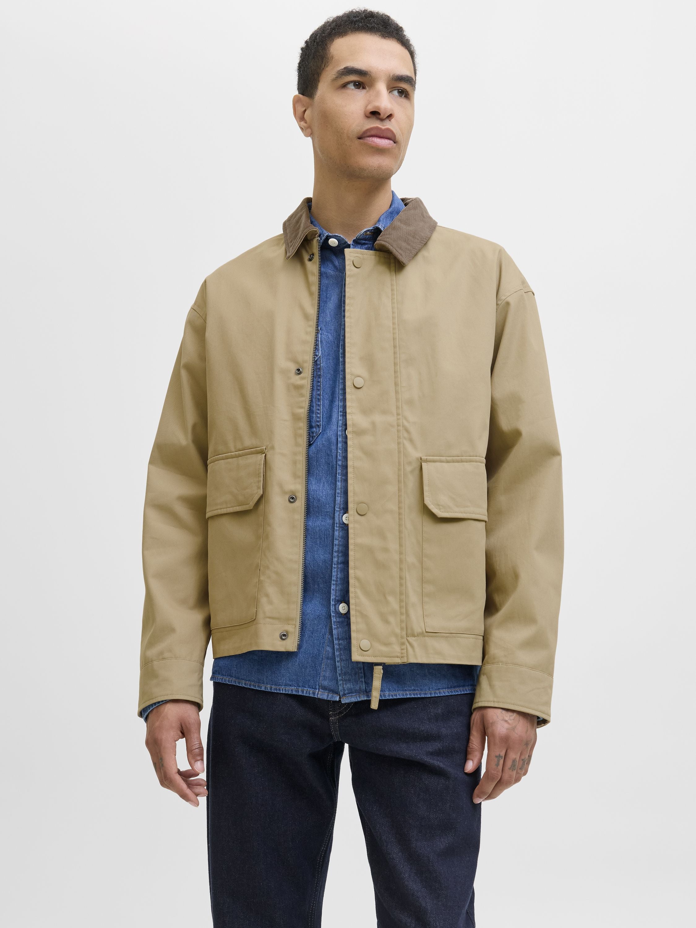 Übergangsjacke mit aufliegendem Kragen - Weathered Teak - Beige