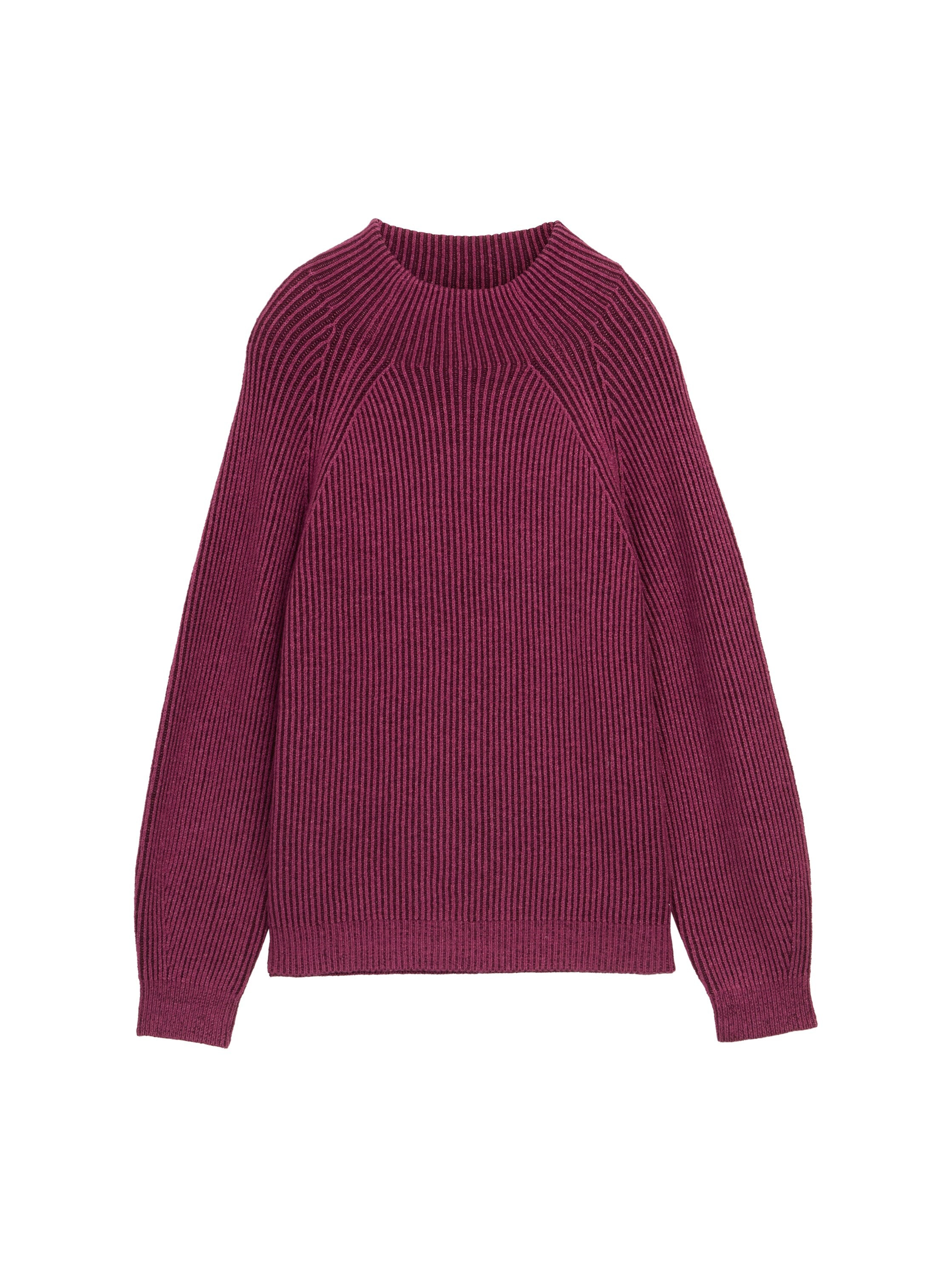 Strickpullover aus Baumwollmix - 38881-red rib structure - Pink