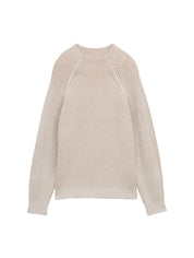 Strickpullover aus Baumwollmix - 38704-soft taupe rib structure - Beige