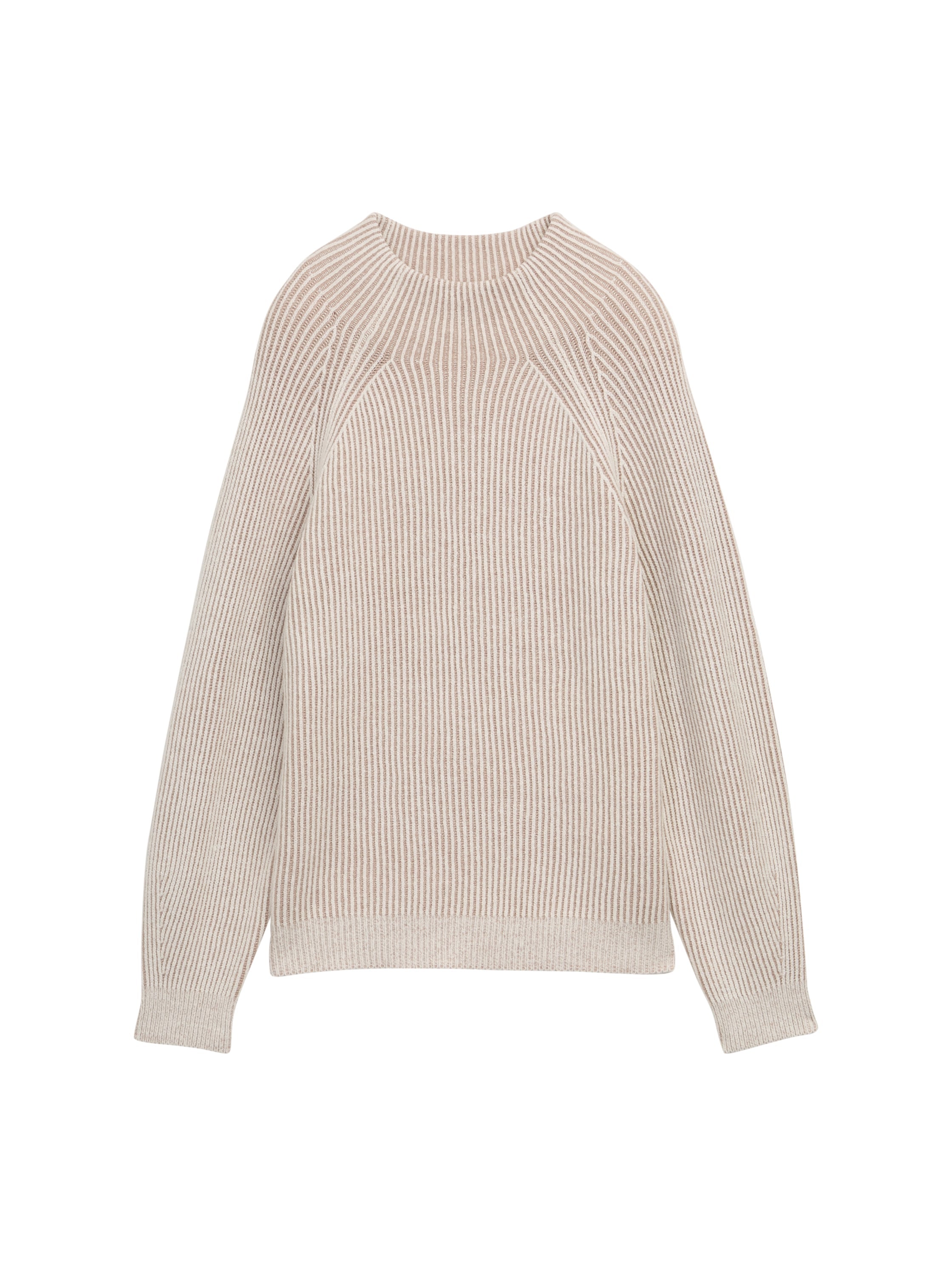 Strickpullover aus Baumwollmix - 38704-soft taupe rib structure - Beige