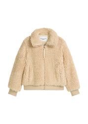 Teddyjacke mit Stehkragen - 1232-Sand Melange - Beige