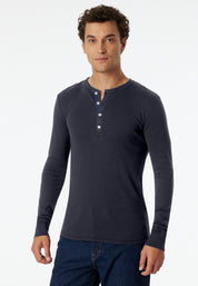 Langarmshirt aus Baumwolle - 207-graphit - Blau