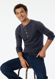 Langarmshirt aus Baumwolle - 207-graphit - Blau