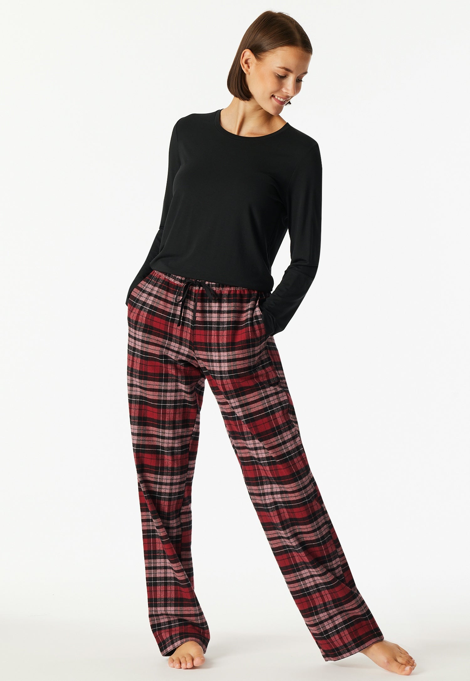 Schlafhose gestreift - 916-multicolor 5 - Rot