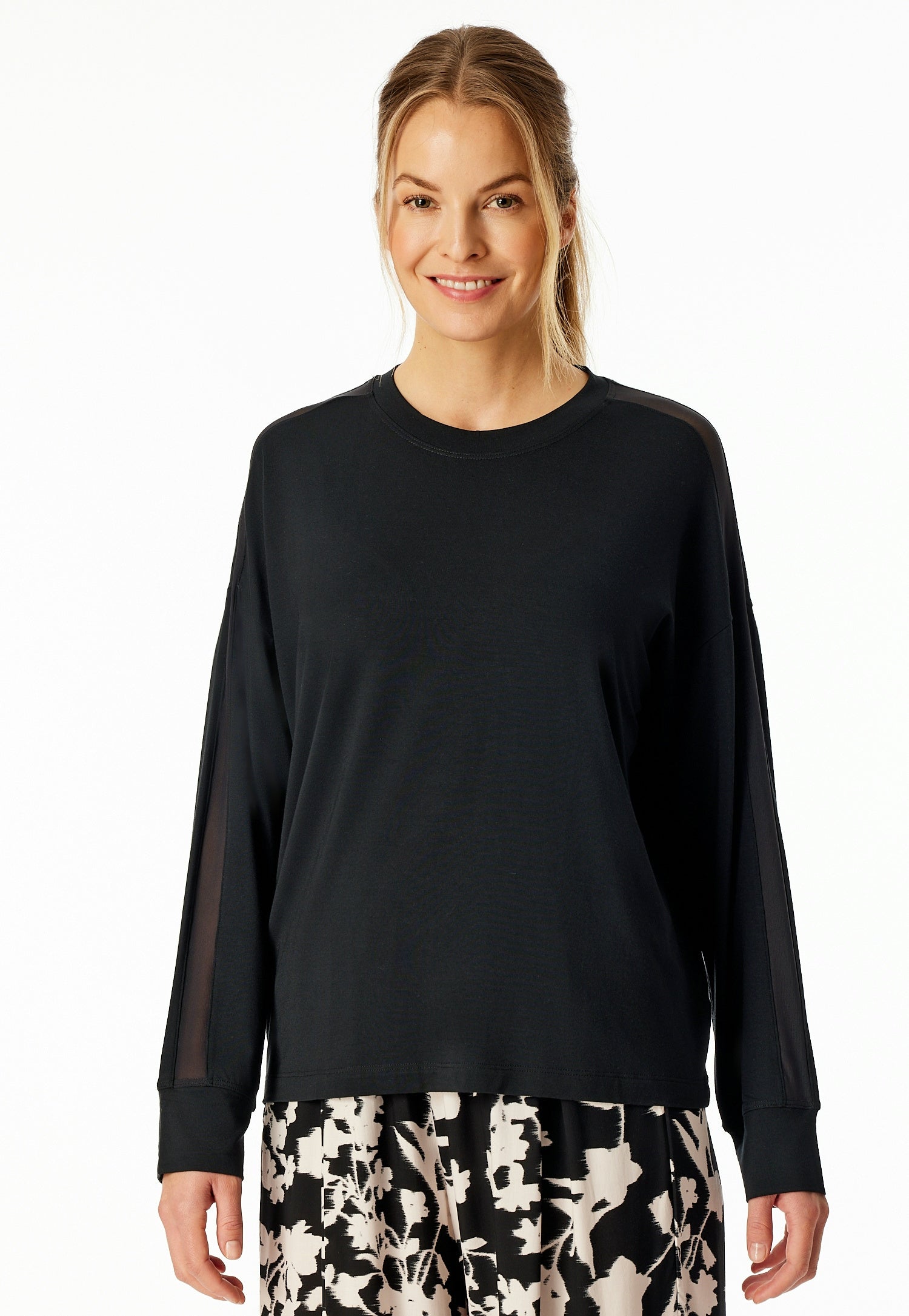 Langarmshirt aus Modal - 000-schwarz - Schwarz