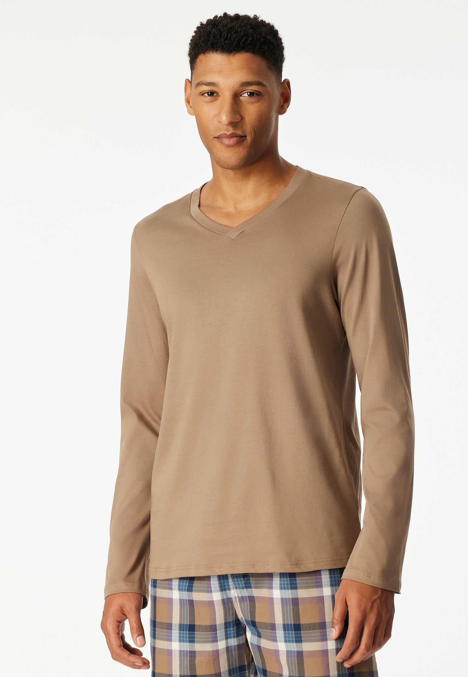 Langarmshirt aus Baumwolle - 309-nougat - Braun