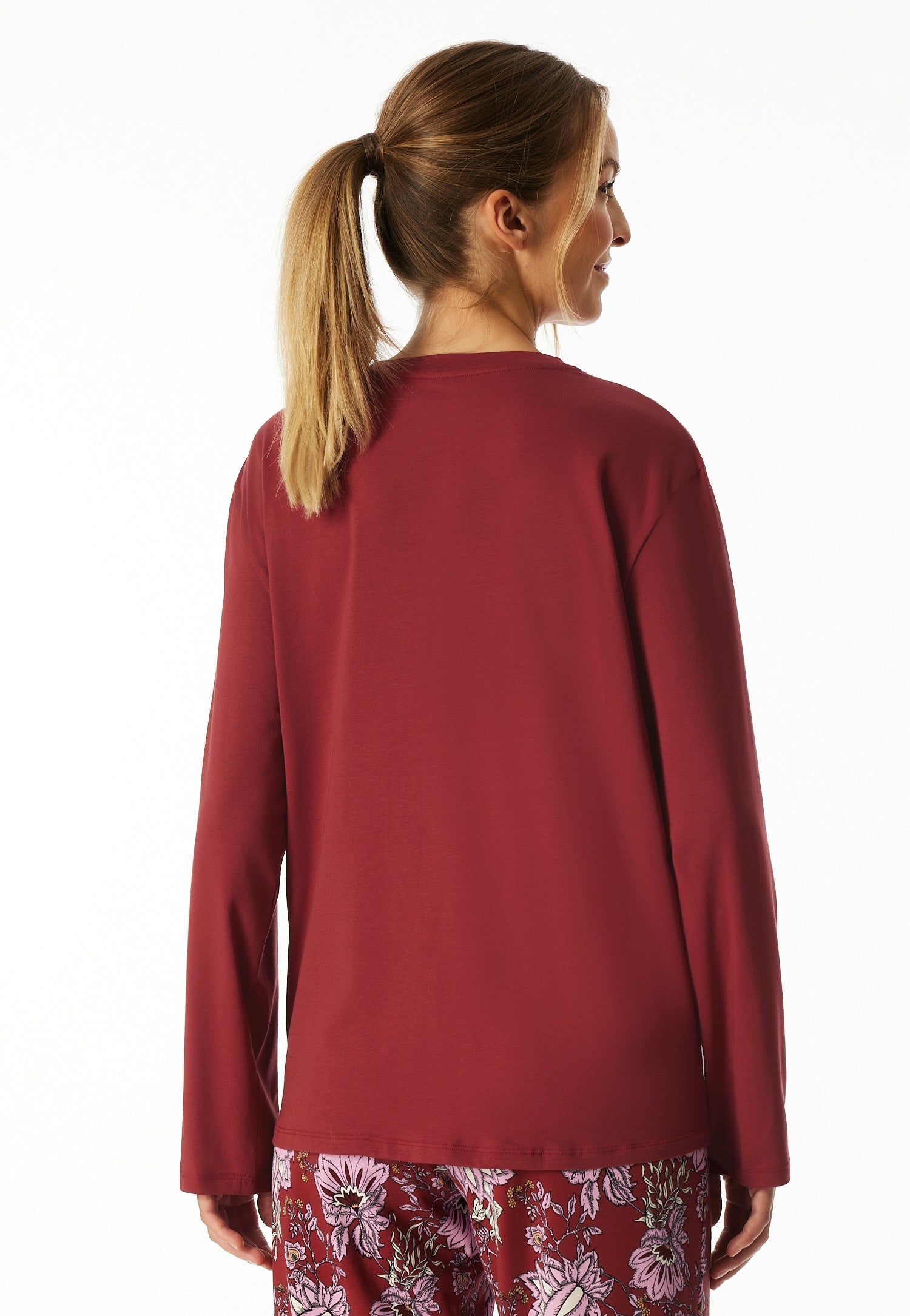 Schlafshirt aus Baumwolle - 507-dunkelrot - Rot