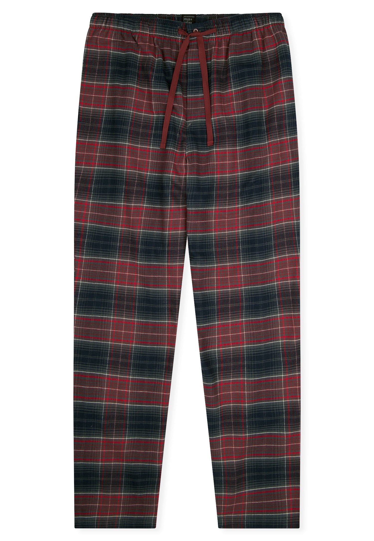 Pyjamahose lang aus Baumwolle - 702-dunkelgrün - Rot